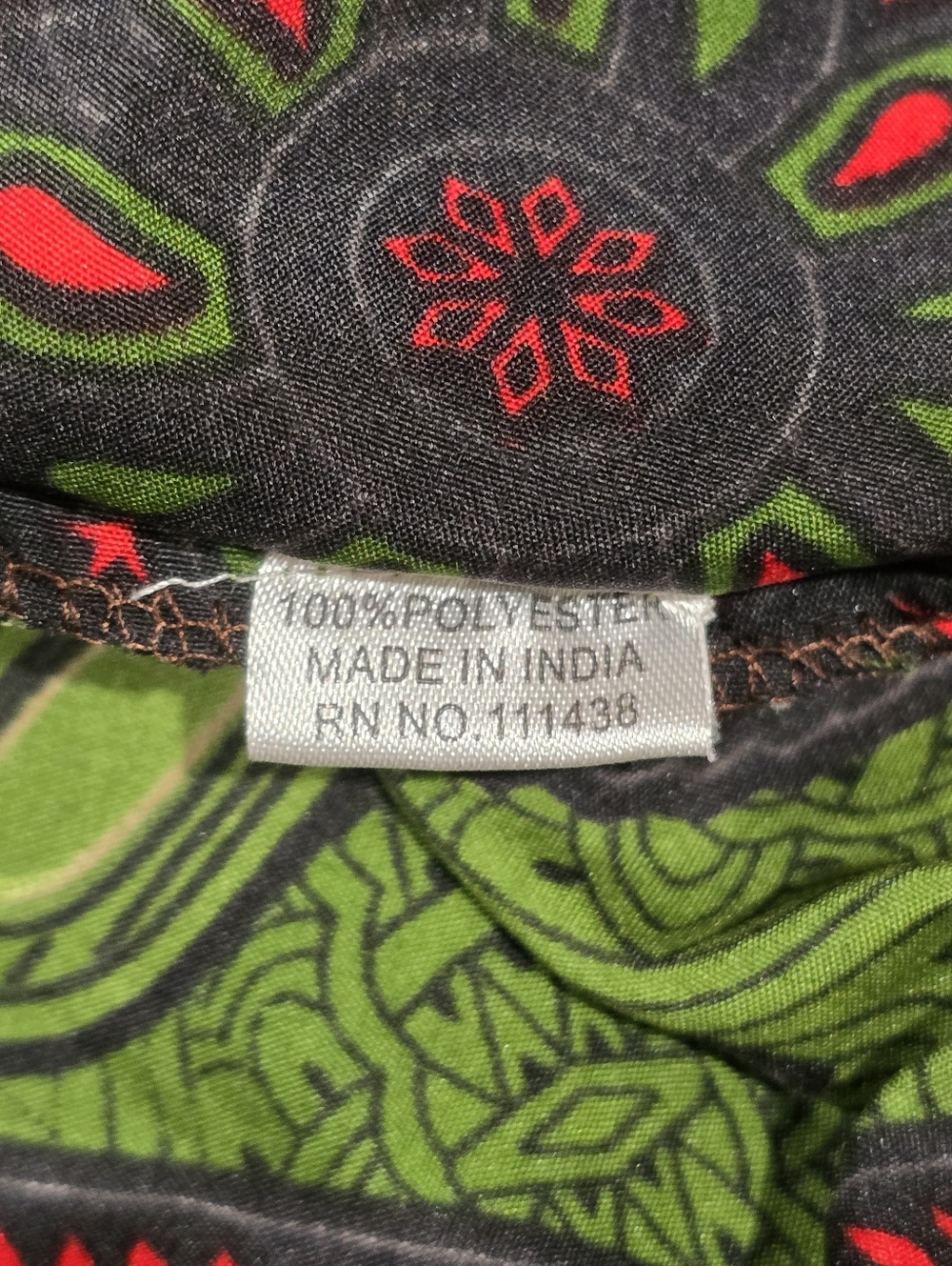 Lapogee Bold Print Green Short-Sleeve Dress with Red & Black Accents - Picture 10 of 11